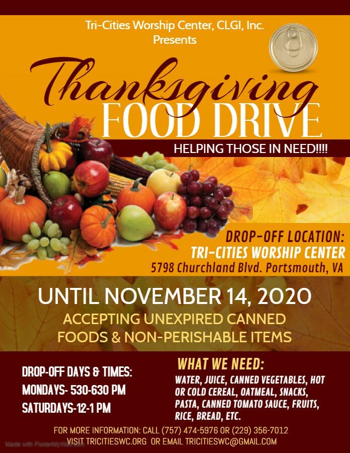 Thanksgiving Food Drive Deadline | Tri-Cities Worship Center CLGI